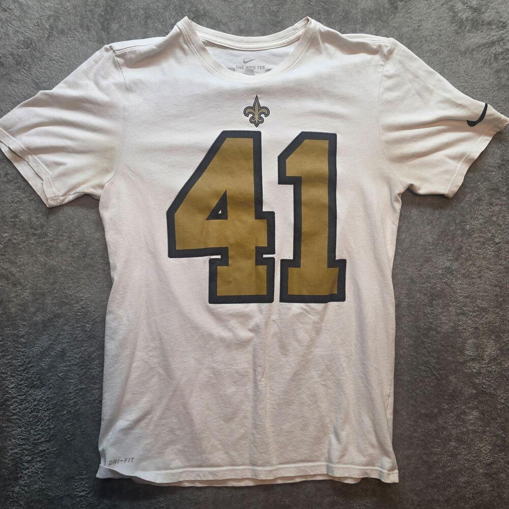 New Orleans Saints Shirt Mens Medium White NFL Football Nike Kamara 41 Tee